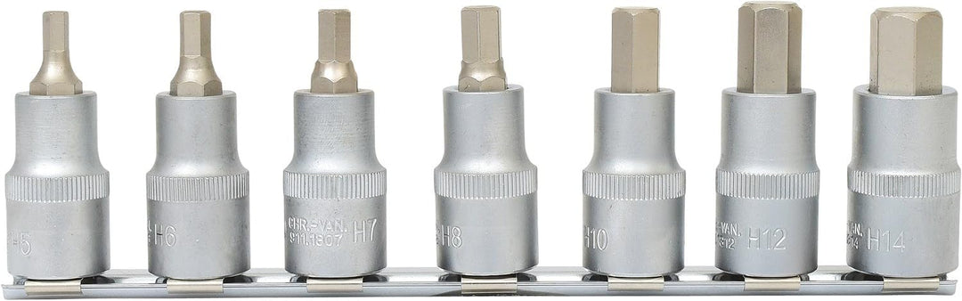 KS Tools 911.1320 1/2" Bit-Stecknuss-Satz Innensechskant, kurz, 7-tlg.