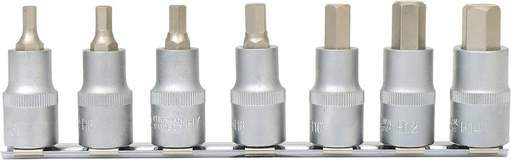 KS Tools 911.1320 1/2" Bit-Stecknuss-Satz Innensechskant, kurz, 7-tlg.