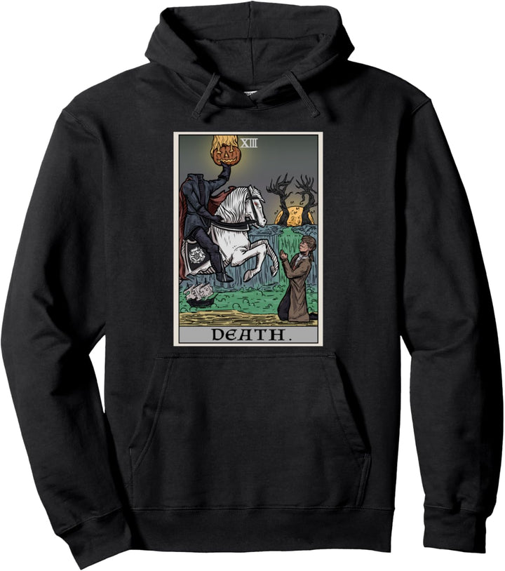 Tod Tarotkarte Headless Horseman Gruselig Halloween Horror Pullover Hoodie