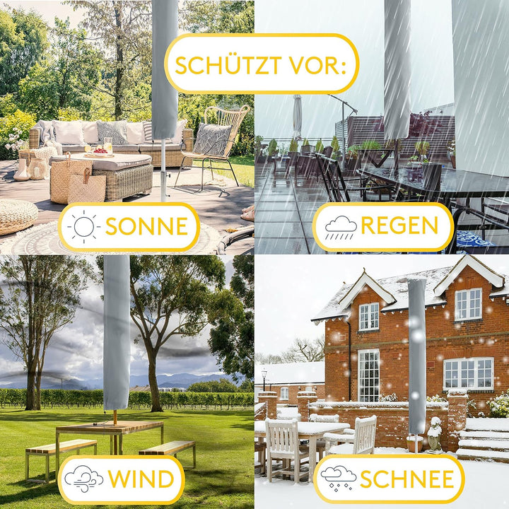 SPRINKS® Sonnenschirm Schutzhülle bis ≤ Ø 300cm - Reissfeste Sonnenschirmhülle mit UV Schutz - Wette