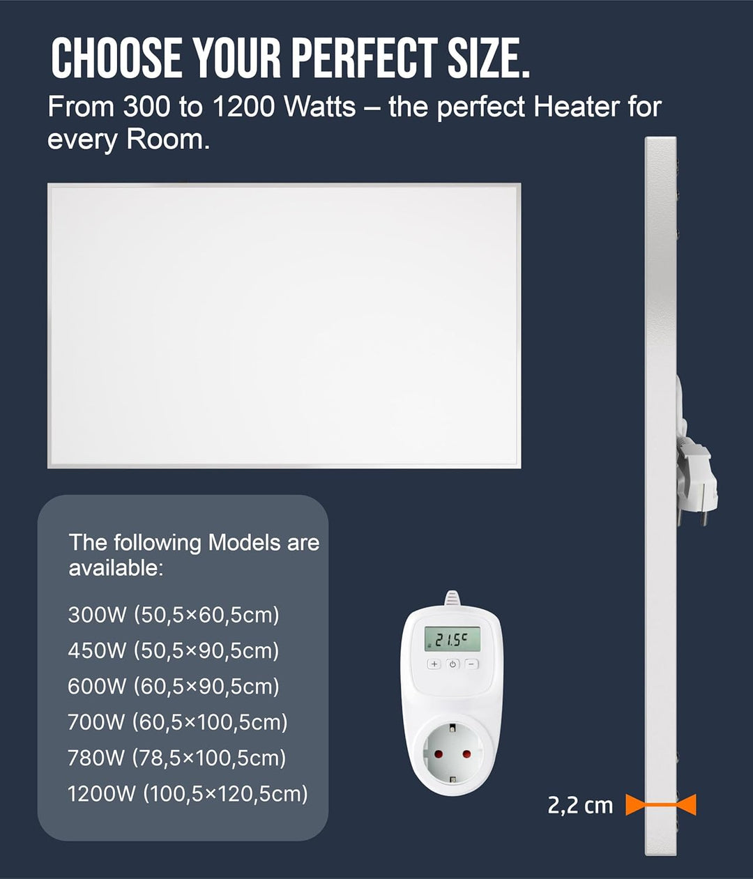 VIESTA® Infrarot Wandheizung mit Thermostat [FERNBEDIENUNG + WIFI STEUERUNG] – Infrarotheizung Wandm
