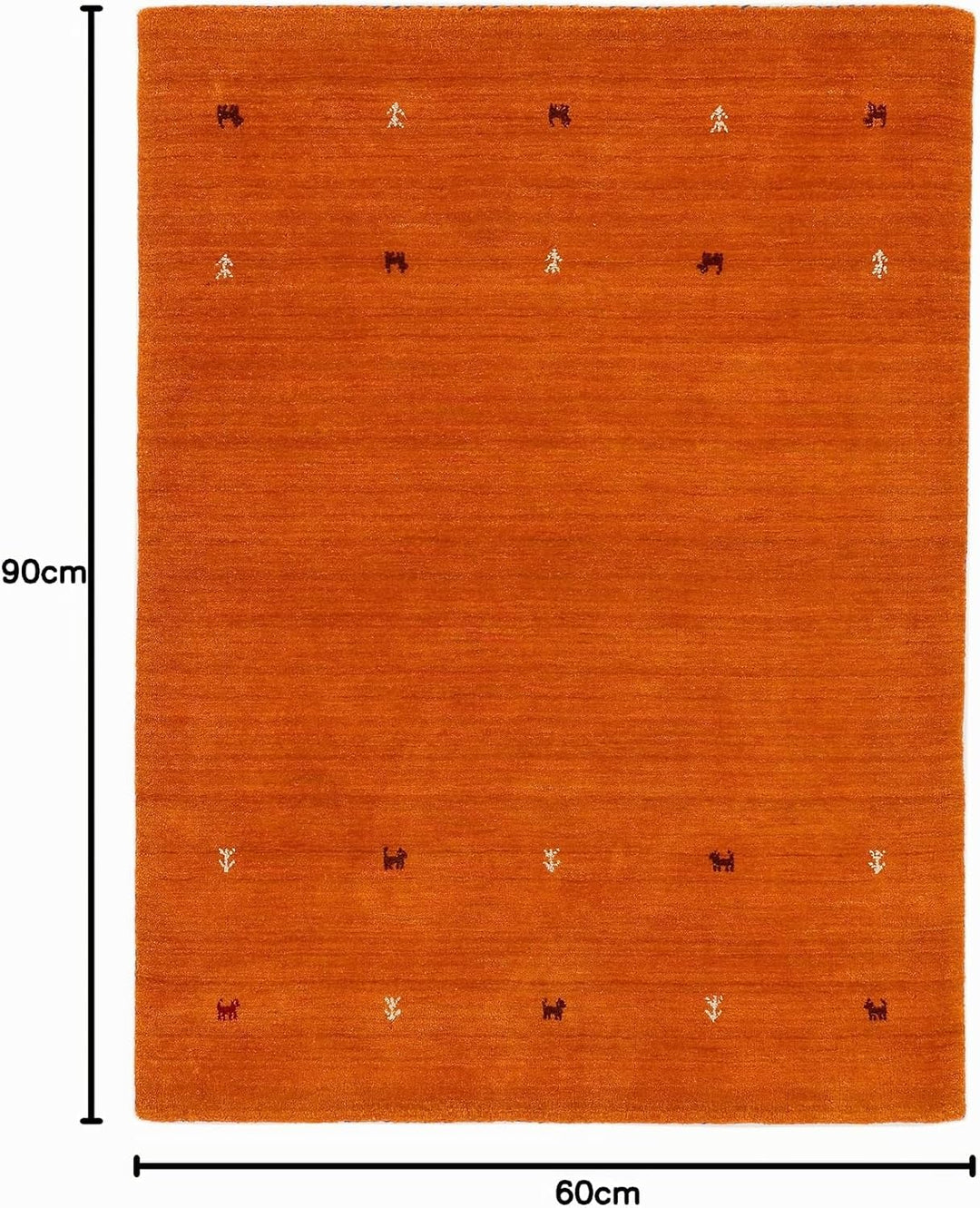 carpetfine Wollteppich Gabbeh Uni Orange 60x90 cm | Moderner Teppich für Wohn- und Schlafzimmer 60x9