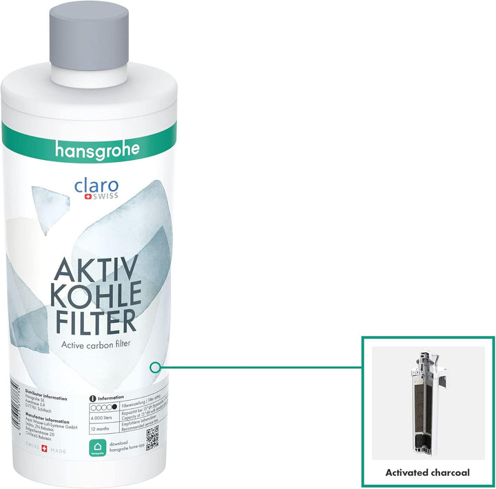hansgrohe Filter Aktivkohle, Filterkartusche für Aqittura M91, Wasserfilter, Ersatzfilter, Filterkap