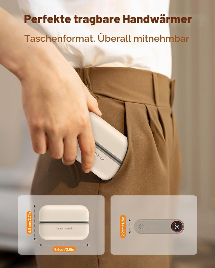 Handwärmer Elektrisch 2-in-1 Magnetisch,8000 mAh Langlebiger Akku, 3 Stufen Bis zu 60 °C, Wärme Sofo