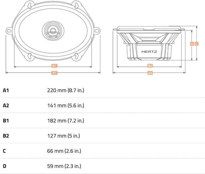 Hertz DCX 570.3 - 13x18cm / 5x7" Auto 2-Wege Koax Lautsprecher / Boxen - 60 Watt RMS / 120 Watt Max