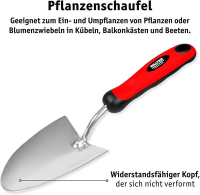 WALTER Gartenwerkzeug Set 5-TLG., Stiel mit einfachem Aufhängeloch, langlebiger Kopf aus rostfreiem
