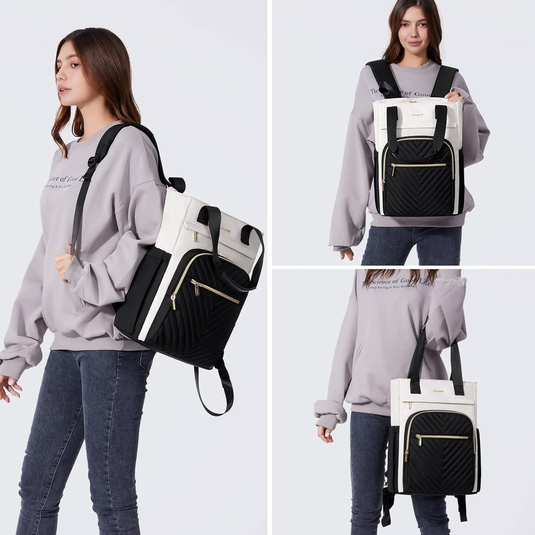 LOVEVOOK Laptop Rucksack Damen Elegant 15.6 Zoll 2 in 1 Handtasche Wasserdicht Schulrucksack Mädchen