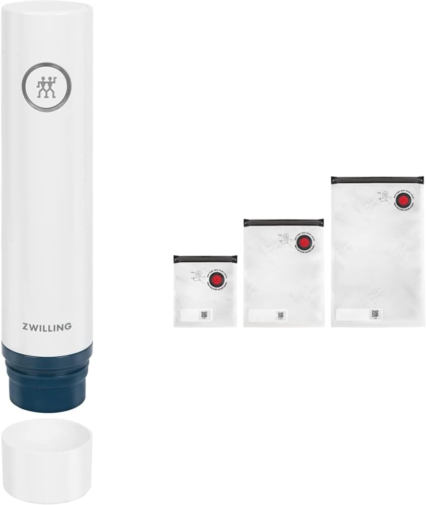 ZWILLING Fresh & Save Vakuumpumpe, handliches Vakuumgerät, Weiss-La Mer & Fresh & Save Vakuum Beutel