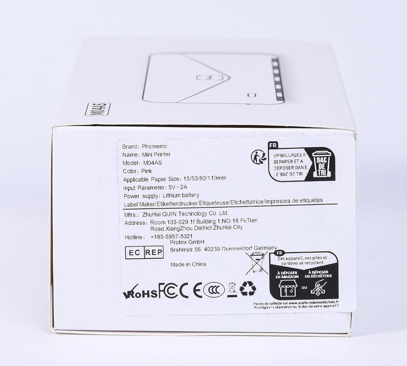 Phomemo M04AS Mini Drucker - 4" Tragbarer Thermodrucker Bluetooth 15/53/80/110mm Druckbreite, 304dpi
