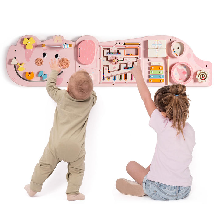 ROBUD Montessori Motorikbrett Holz – 11-in-1 Busy Board Wandspielzeug für Kinder ab 18 Monaten, Mont