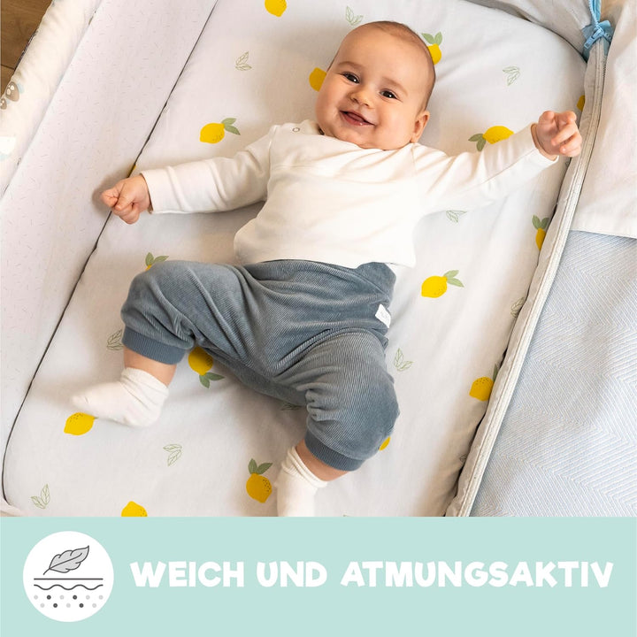 Sweety Fox 2X Spannbettlaken aus 100% Baumwolle mit Gummiband - 1X Matratzenschoner aus 100% wasserd