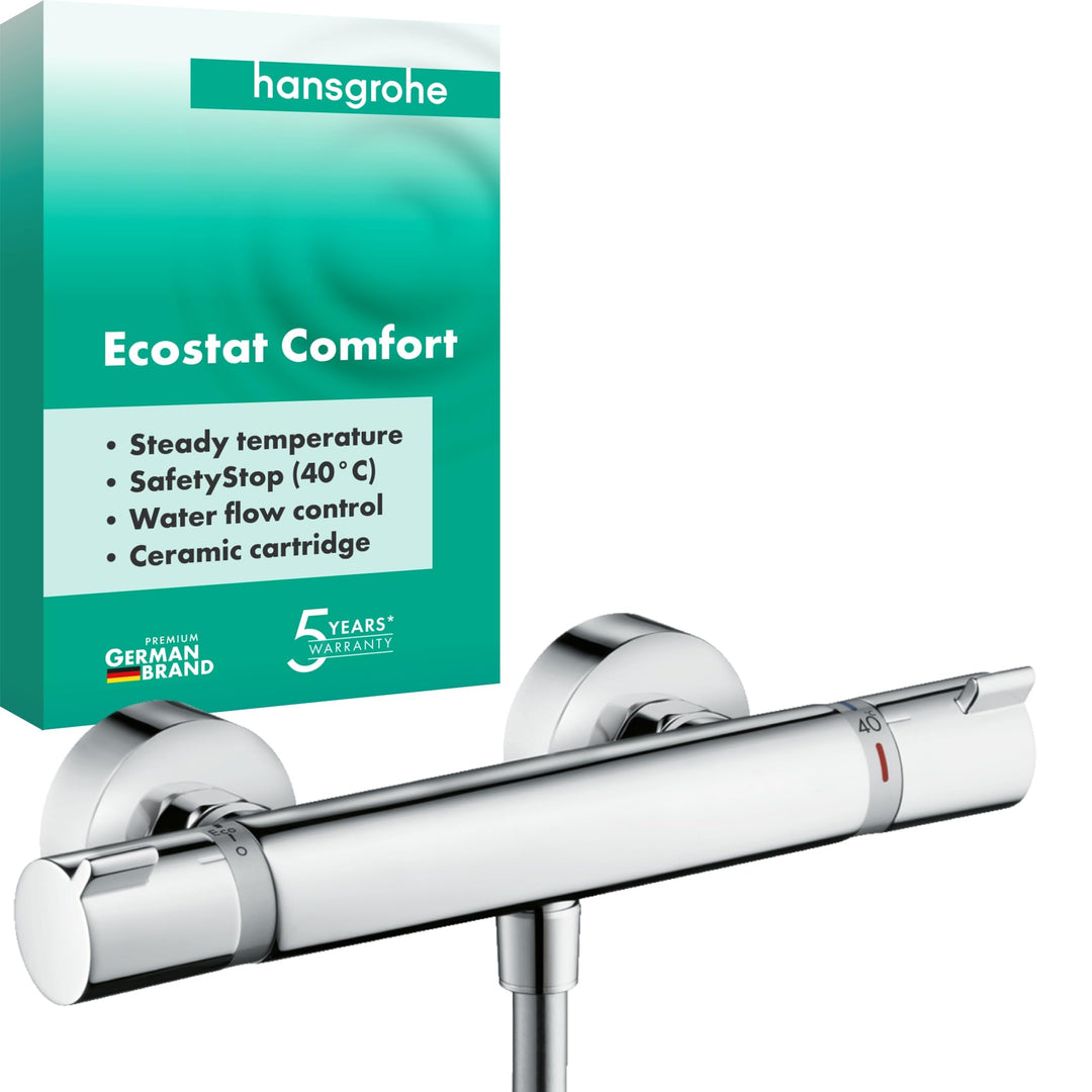 hansgrohe Ecostat Comfort - Duschthermostat Aufputz, Duscharmatur mit Sicherheitssperre (SafetyStop)