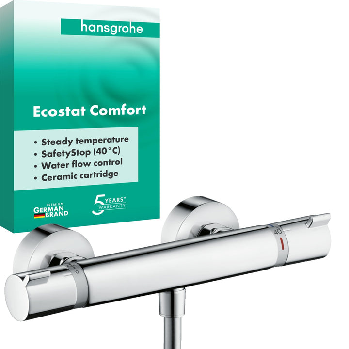 hansgrohe Ecostat Comfort - Duschthermostat Aufputz, Duscharmatur mit Sicherheitssperre (SafetyStop)
