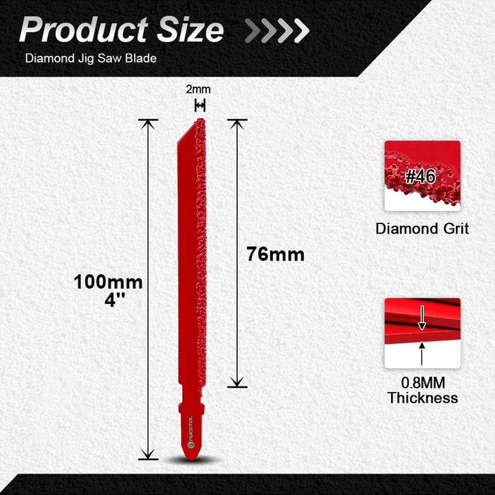 FOCSTOL Diamant-Stichsägeblatt - 5 Stück 100mm Trennscheibe mit T-Schaft für Fiberglas Marmor Kunsts