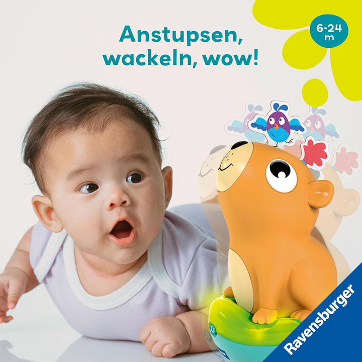 Ravensburger 4874 Play+ Musikalischer Stehauf-Kreisel: Capybara, Roly-Poly, Steh-auf-Männchen, Licht