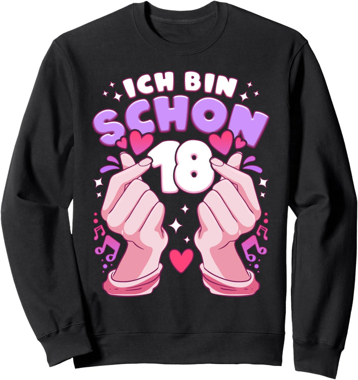 Geburtstag 18 Jahre, K-Pop Fingerherz, Saranghae Sweatshirt