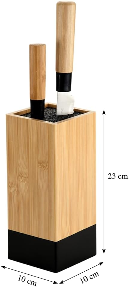 KESPER | Messerblock, Material: Bambus, Kunststoff, Masse: 10 x 10 cm, H: 23 cm, Farbe: Braun, Schwa