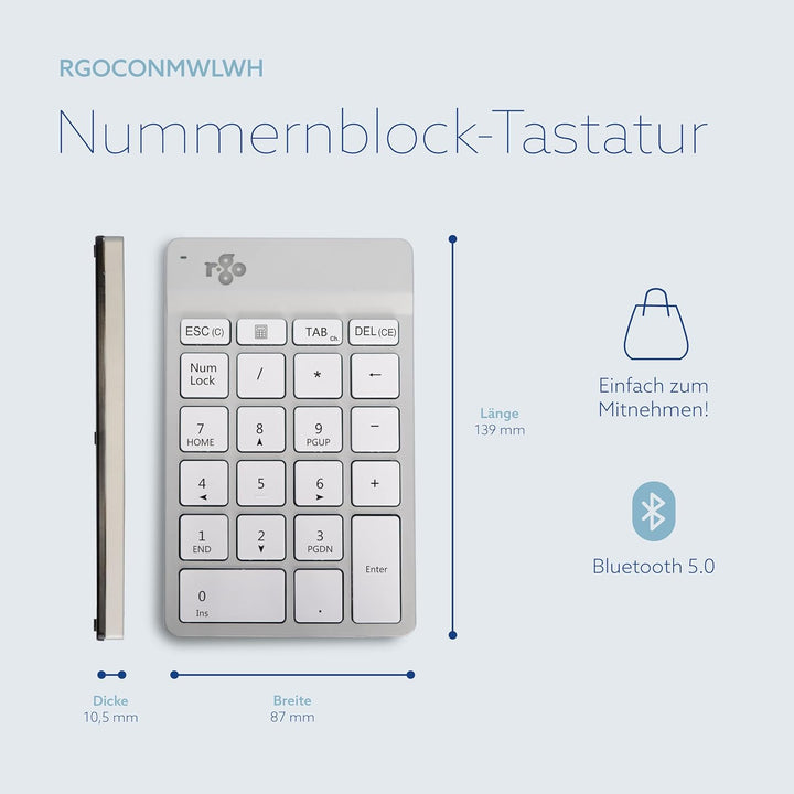 R-Go Numpad Break, Mit Anti-RSI-Software, Bluetooth kabellos Ziffernblock, Numerische Tastatur für C