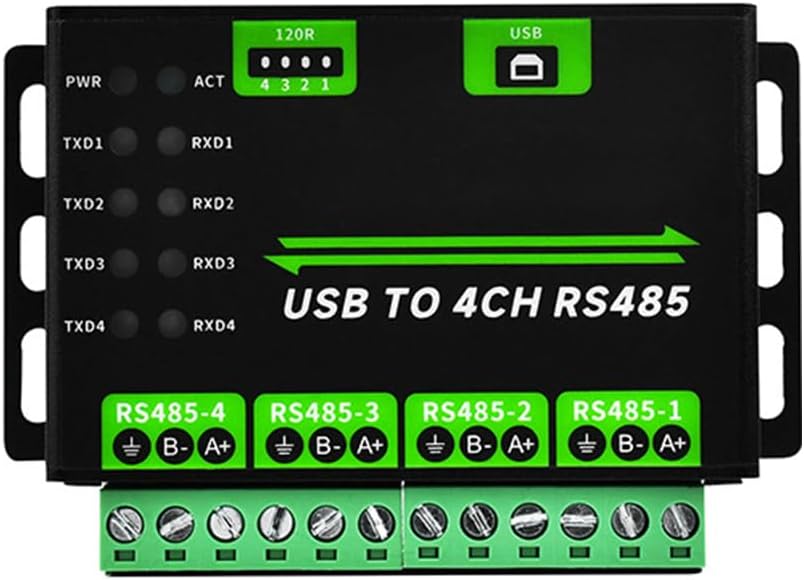 Industrietauglicher USB-zu-4-Kanal-RS485-Konverter, Schutzschaltung unterstützt Wandmontage/Führungs