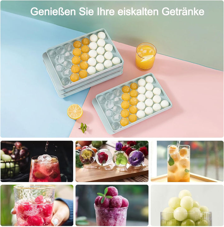 Miaowoof Eiswürfelform mit Deckel, 2,5 cm x 99 Stück Runde Eiswürfel, Non-BPA Eiswürfelbehälter mit