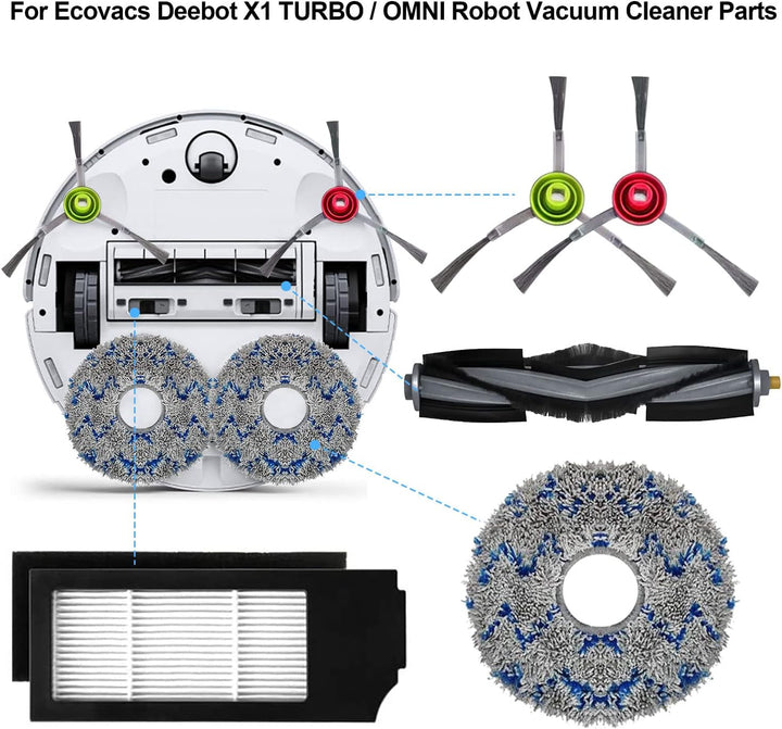 Zubehör für Ecovacs Deebot X1 Omni / X1 e Omni / X1 Turbo / T10 Turbo / T10 Omni Saugroboter Ersatzt