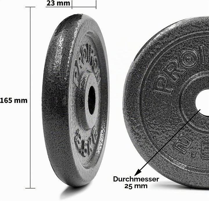 PROIRON Hantelscheiben Set Gusseisen mit 25mm Bohrung, 1,25kg/2,5kg/5kg/10kg Guss Scheiben Gewichte