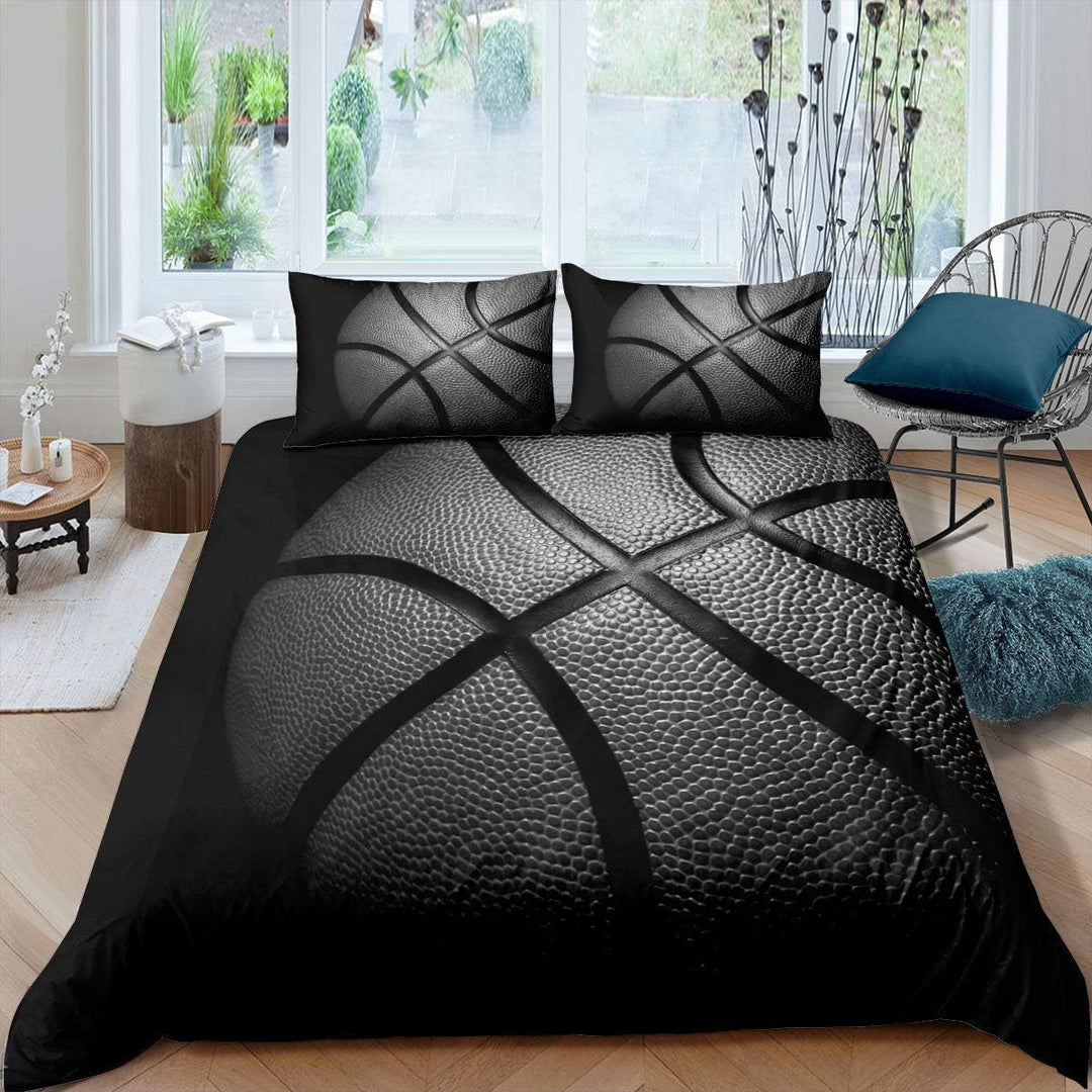 Loussiesd Schwarz Basketball Bettbezug Set Jungs Kinder Sportthema Bettwäsche Set 135x200 cm 3D Bask