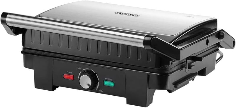 Monzana Kontaktgrill XXL 2200W 180°C Klappbar Antihaftbeschichtung Edelstahl BPA frei Tischgrill Pan