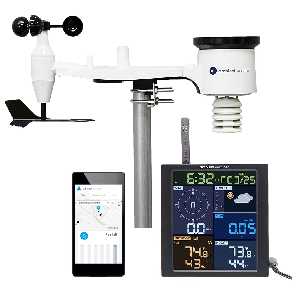 Ambient Weather WS-1965 WiFi Wetterstation mit Fernüberwachung und Ambient Weather Netzwerkzugriff,