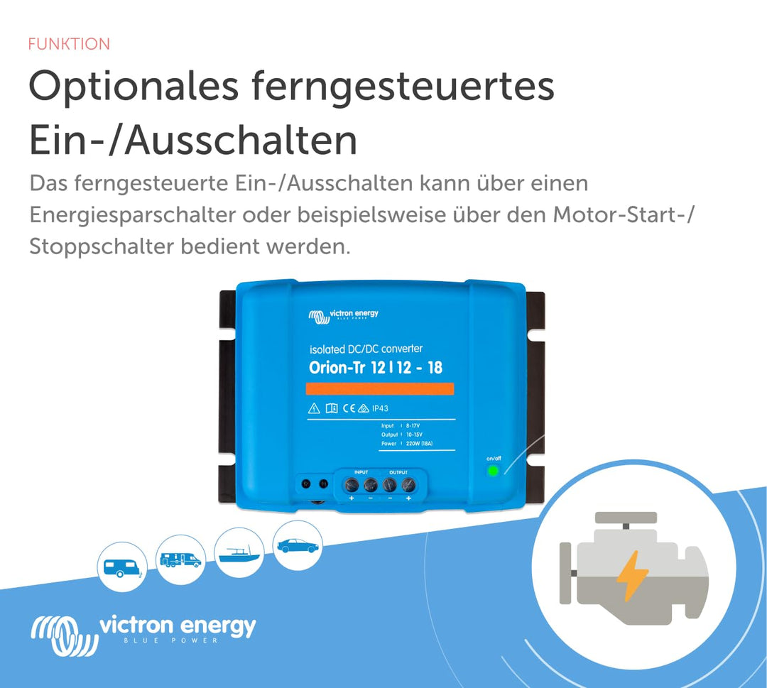 Victron Energy Orion-Tr IP43 12/12-Volt 18 Amp 220-Watt DC-DC Konverter, Isoliert Blau, Blau