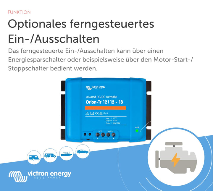 Victron Energy Orion-Tr IP43 12/12-Volt 18 Amp 220-Watt DC-DC Konverter, Isoliert Blau, Blau