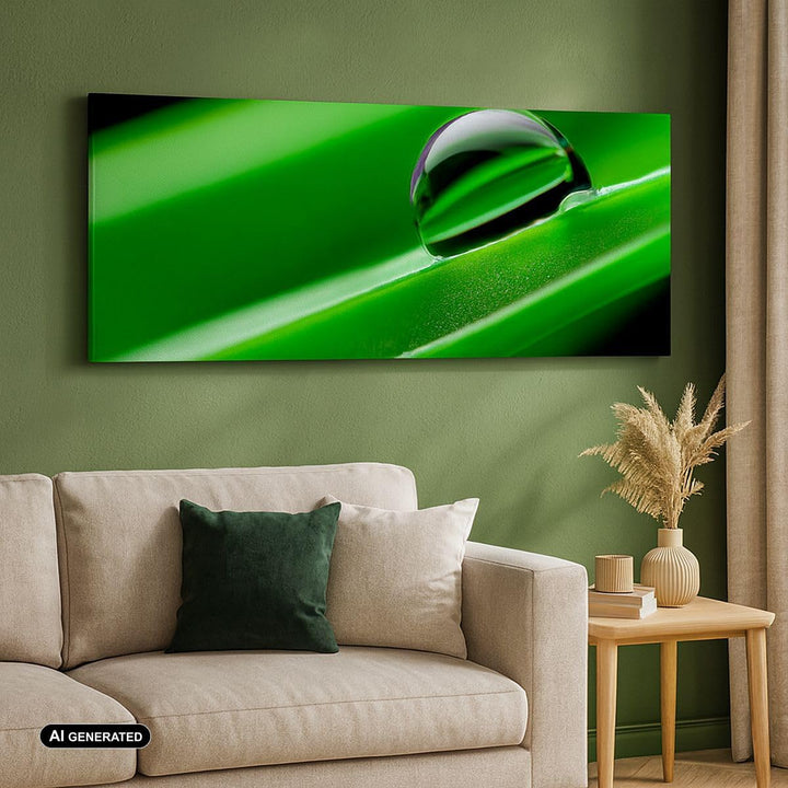 Wandbilder Dekoration Wohnzimmer Pflanze Tropfen Wasser Blase Panorama Bilder auf Leinwand 120x50cm
