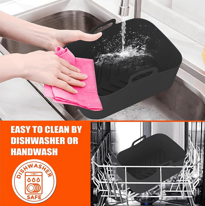 LYKEJI 2 Stück Airfryer Silikonform, Heissluftfritteuse Silikon Backform, Ninja Foodi Max Dual Zone