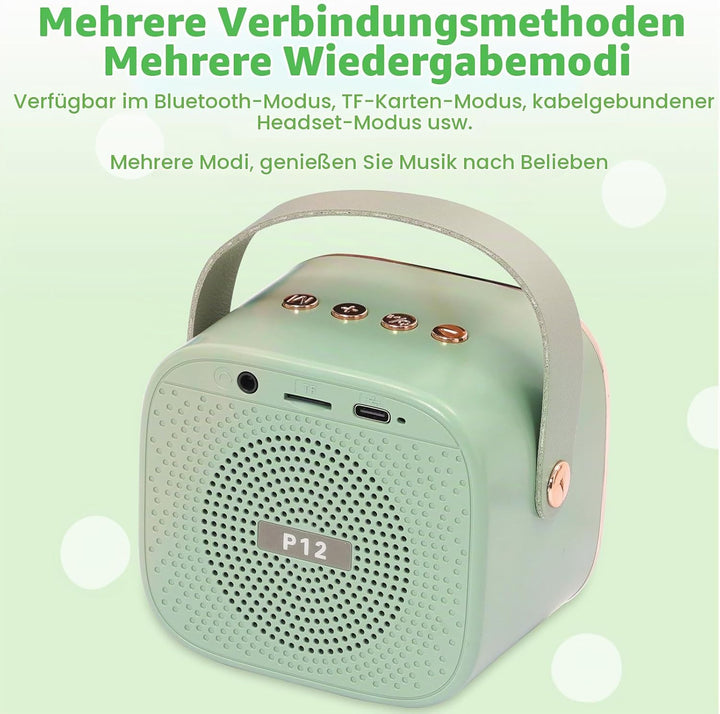 Karaoke Maschine Kind mit 2 Mikrofonen, Tragbarer Mikrofon, Mini Micro mit Stimmeffekten für Kind un