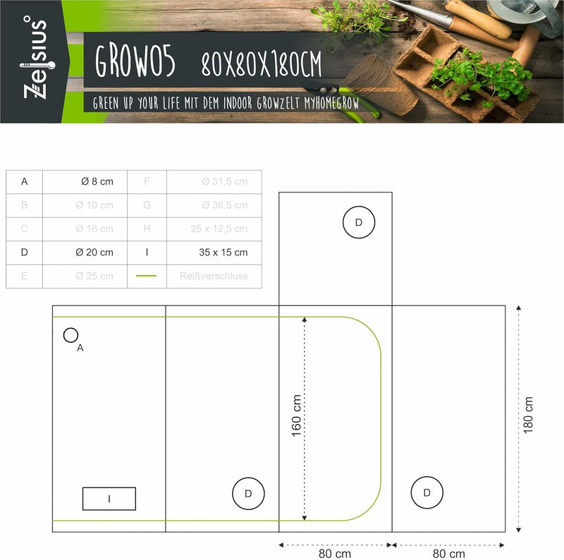 Zelsius Growzelt MyHomeGrow Grow Tent | Indoor Growbox | schwarz grün | Growroom Growschrank Darkroo