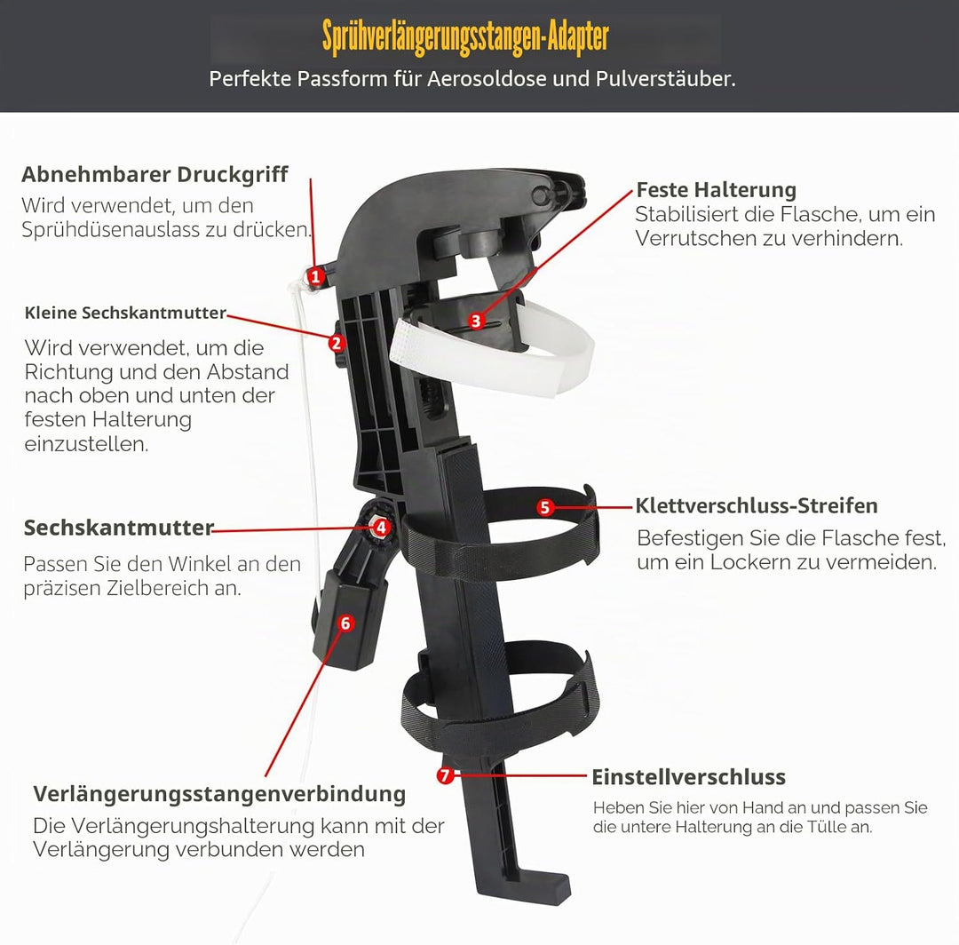 2025 Neueste Sprühdosen Verlängerungsstangen Adapter, Sprühdosenhalter Erweiterte Version Mit 3.6m T