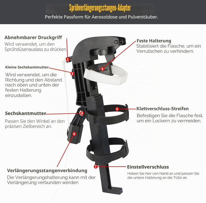 2025 Neueste Sprühdosen Verlängerungsstangen Adapter, Sprühdosenhalter Erweiterte Version Mit 3.6m T