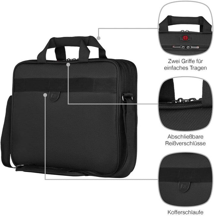 WENGER Sensor Aktentasche, Laptop-Tasche zum Umhängen, Notebook bis 15 Zoll, 9 l, Damen Herren, Büro