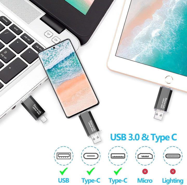 USB C Stick 128GB Speicher 40 MB/s Dual-Laufwerk Typ C + USB 3.0 Flash Drive-Speicherstick Memory St