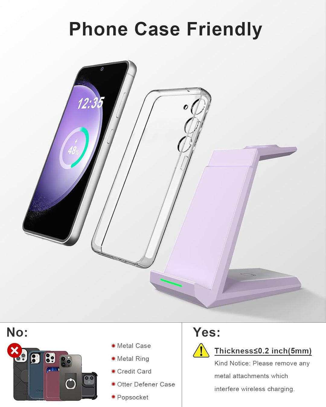 Induktive Ladestation für Samsung，ADADPU Kabelloses Ladegerät 3 in 1 Kompatibel für Galaxy Watch 7/6