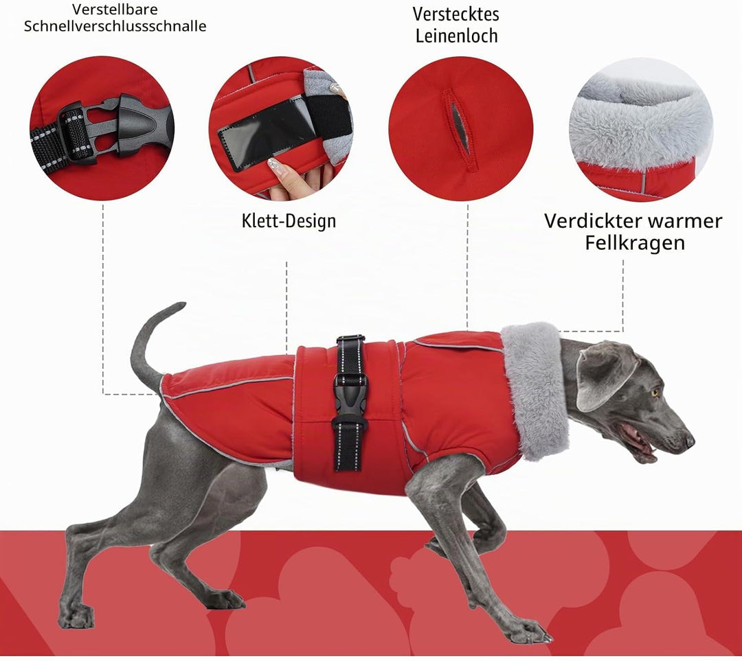 Hundejacke Wasserdicht, Hundemantel Fleece Warme Hundeweste Winterjacke Hunde Bekleidung Winddichter