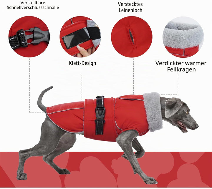 Hundejacke Wasserdicht, Hundemantel Fleece Warme Hundeweste Winterjacke Hunde Bekleidung Winddichter