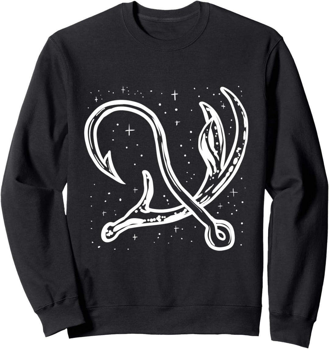 Angler Fisch Angelhaken Jagen Reh Geweih Jäger Sweatshirt