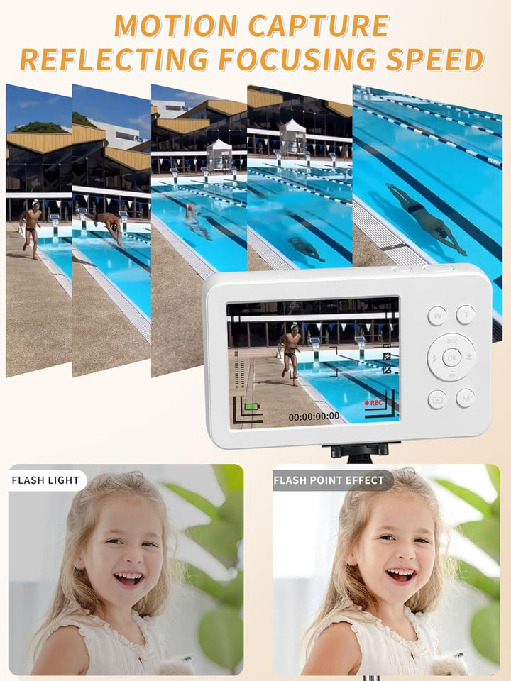MUTRAIN Slide Open Digital Point and Shoot Kamera mit Spiegel, 1080P Fotografie Praxis, White, X10,