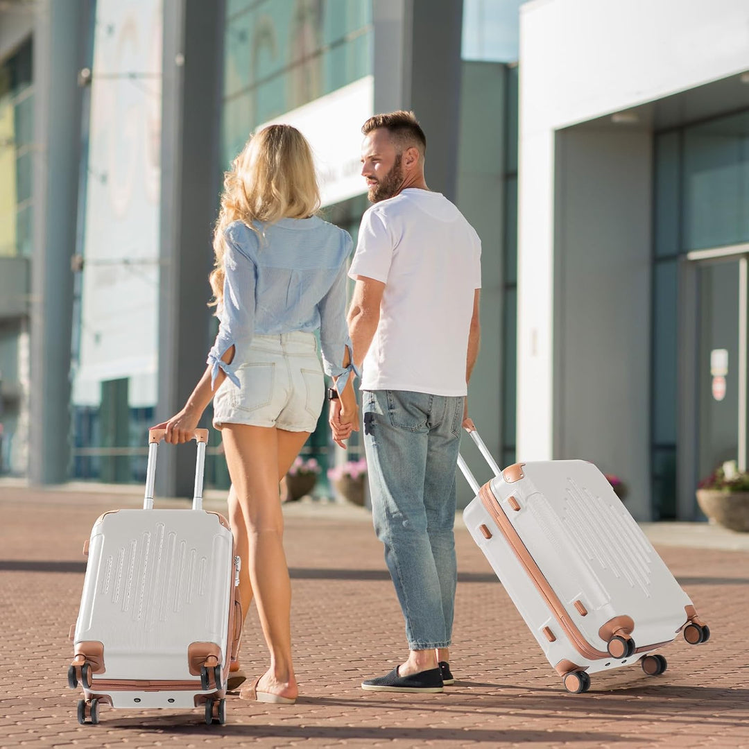 LEADZM Kofferset 3 teilig, Reisekoffer Set mit Eckenschutz, Koffer Set Hartschalen-Trolley aus ABS m