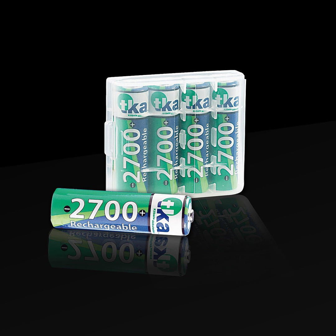 tka Köbele Akkutechnik AA Batterien: 20er-Set NiMH-Akkus Typ AA/Mignon, 2.700 mAh, mit Aufbewahrungs