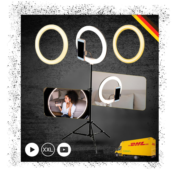 TronicXL XXL Ringlicht mit 210cm Stativ gross + Ring Light mit Smartphone Halterung Tripod Beauty Li