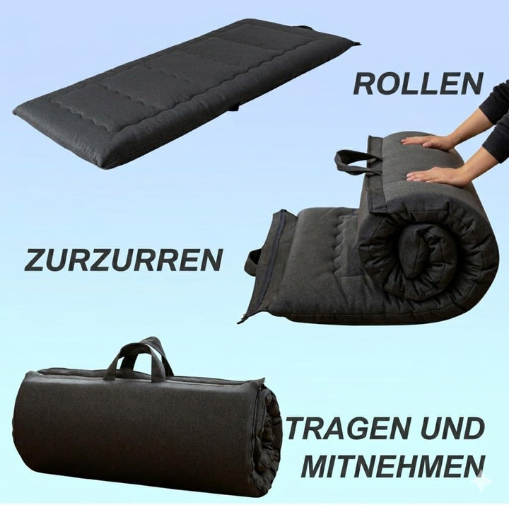 MAXYOYO Tragbarer Faltbarer Futon -Matratze, Hypoallergener Stoff Und Speicherschaummatratze Mit Gri