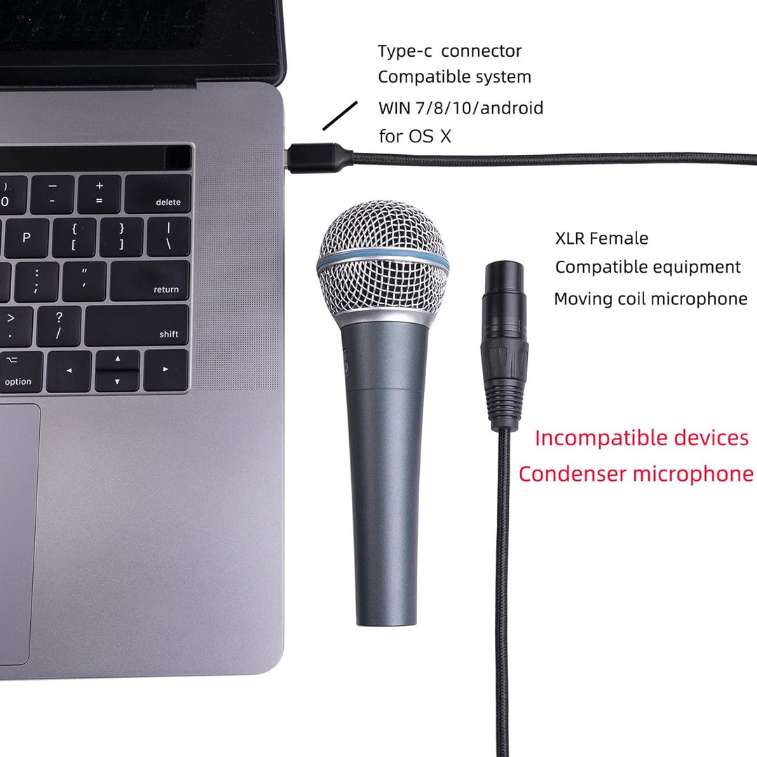 XLR auf USB C, USB-C-Mikrofonkabel, XLR-Buchse auf USB-C-Mikrofon-Audioadapter, USB-C-Mikrofonkabel(