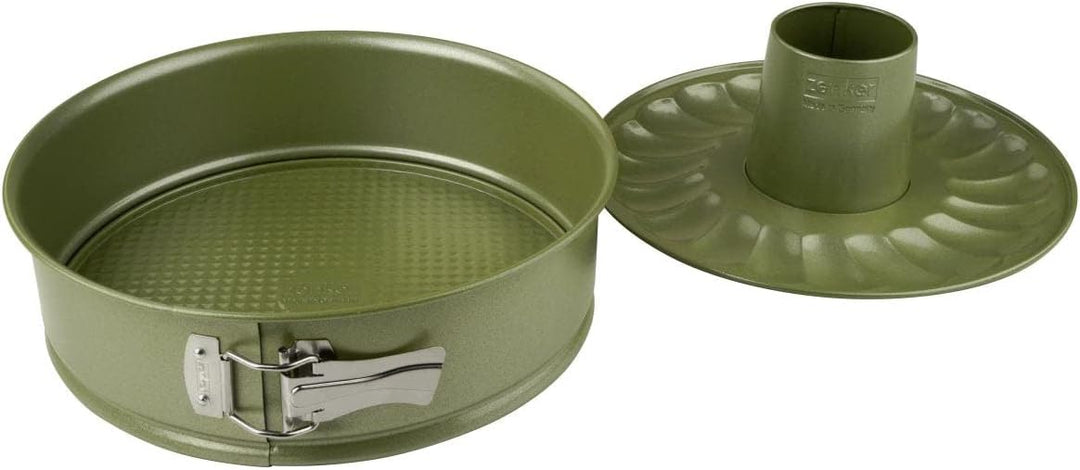 Zenker Springform Ø 26 cm mit Flachboden und Rohrboden – Hochwertige und stabile Backform in grün –